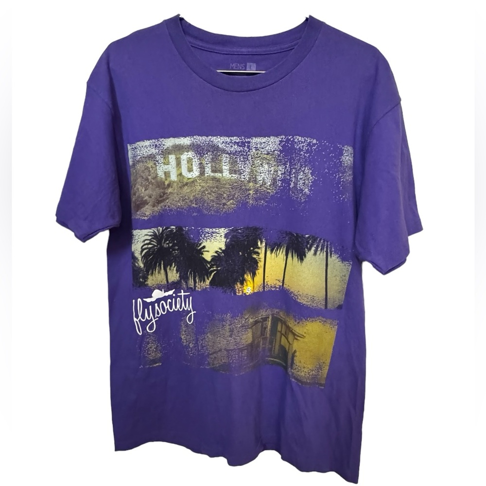 High End Fly Society Hollywood CA Surf Skate Purple Men’s L T-Shirt